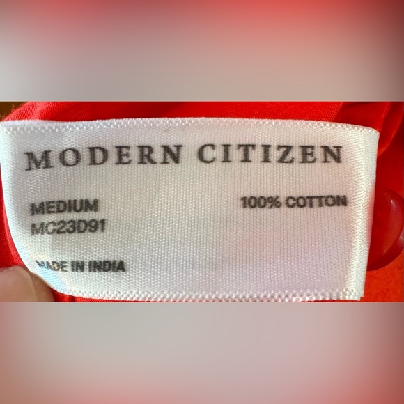 Modern Citizen Claudette Tie Waist Cotton Dress in Berry Red- Medium - Picture 7 of 7